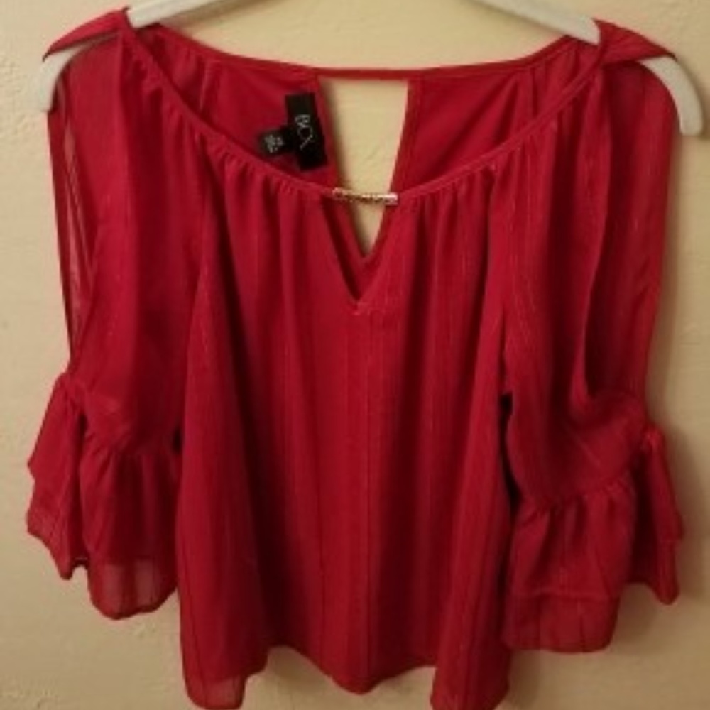 BCX red blouse with open sleeves size XS